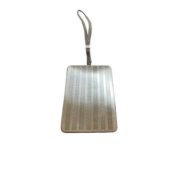 Vintage ArtDeco Nickel Silver Wristlet Compact with Mirror and Mesh Bracelet - Picture 3 of 7